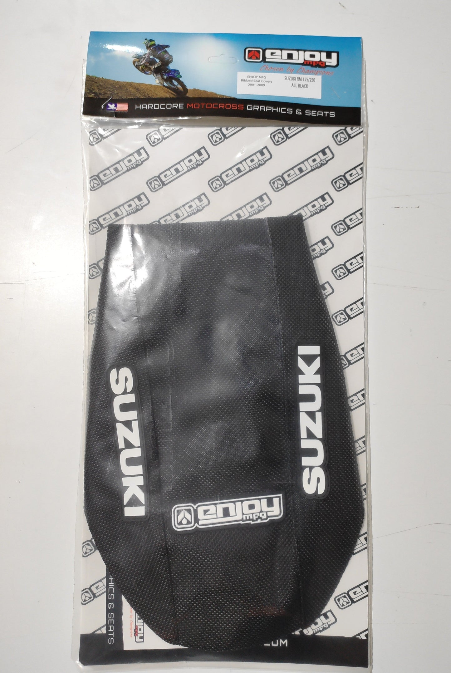 Enjoy Manufacturing Suzuki Seat Cover RMZ 250 2010 - 2018 STD Logo, All Black