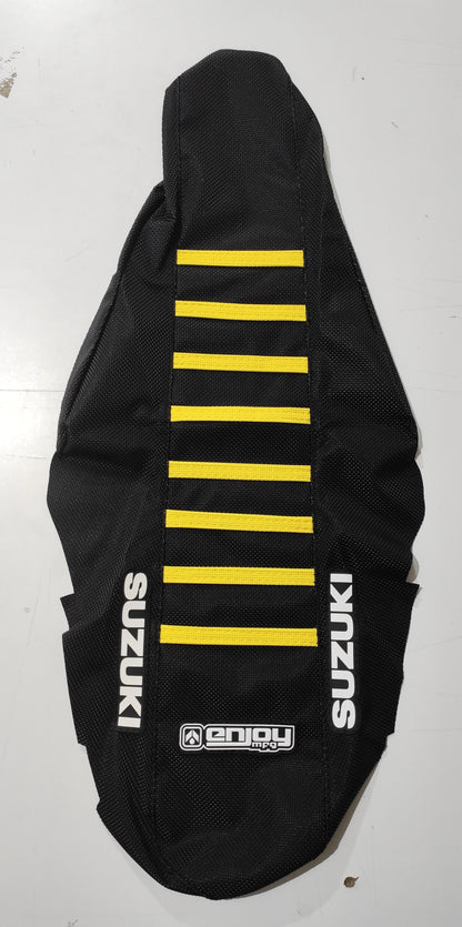 Enjoy Manufacturing Suzuki Seat Cover RMZ 450 2005 - 2017 Ribbed Logo, Black / Yellow