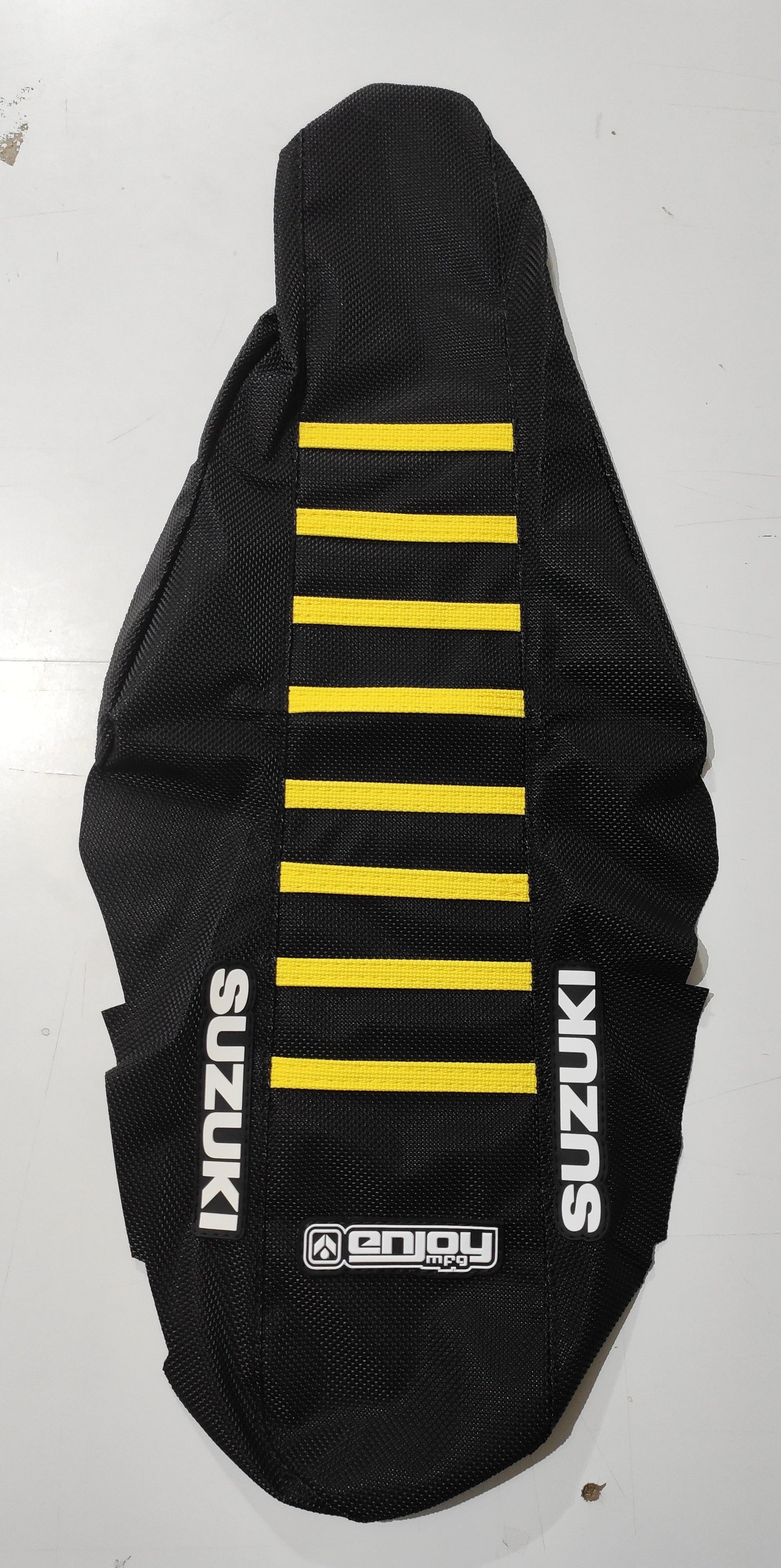 Enjoy Manufacturing Suzuki Seat Cover RMZ 250 2010 - 2018 Ribbed Logo, Black / Yellow