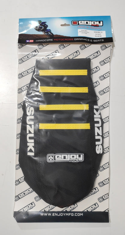 Enjoy Manufacturing Suzuki Seat Cover RMZ 250 2010 - 2018 Ribbed Logo, Black / Yellow