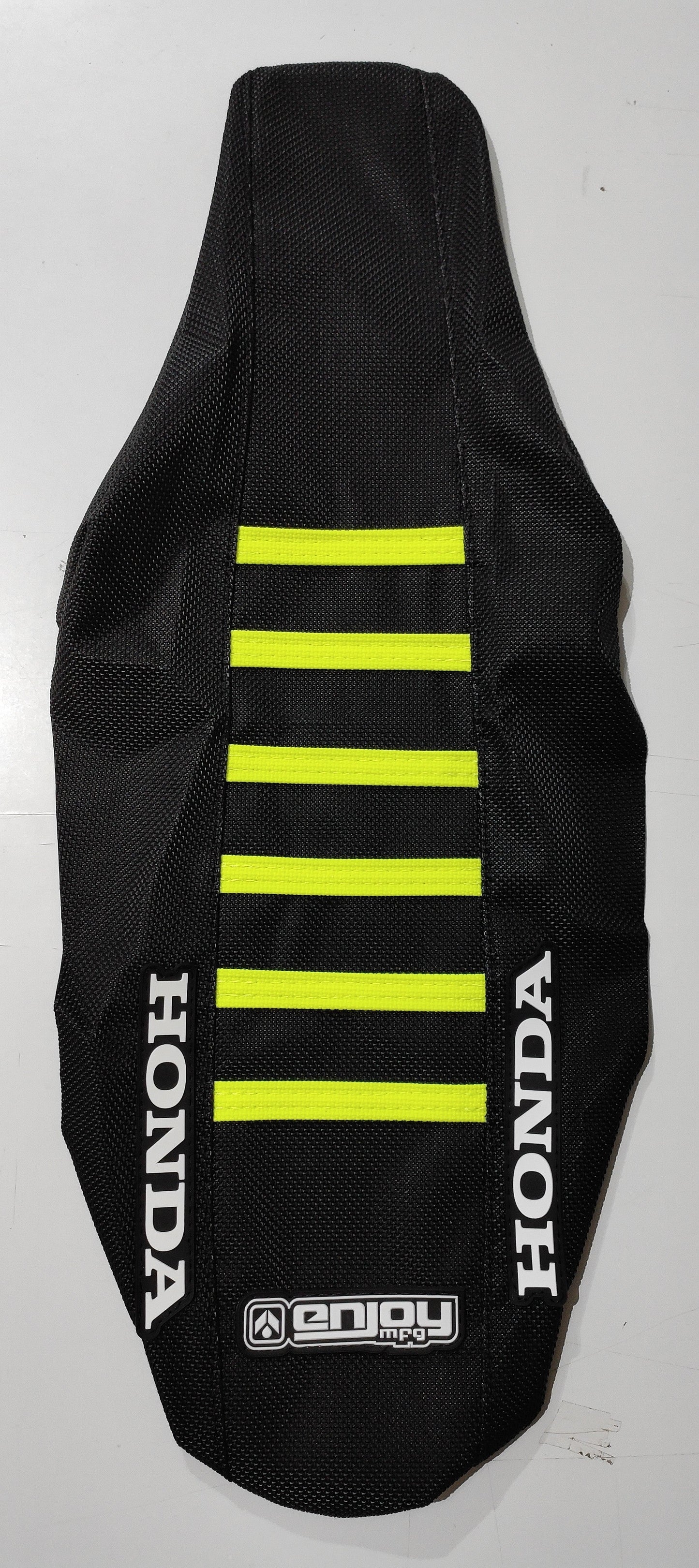 Enjoy Manufacturing Honda Seat Cover CRF 250 R 2018 - 2021 CRF 450 R 2017 - 2020 Ribbed Logo, Black / Neon