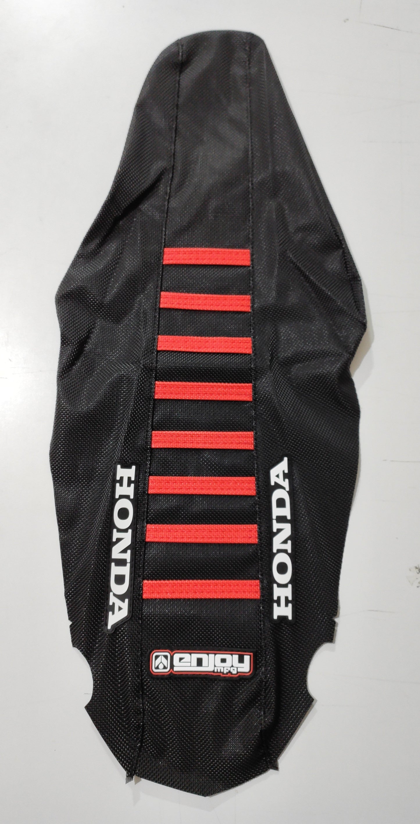 Enjoy Manufacturing Honda Seat Cover CR 125 1993 - 1997 CR 250 1992 - 1996 Ribbed Logo, Black / Red