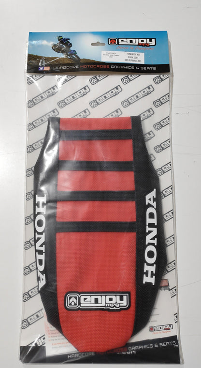 Enjoy Manufacturing Honda Seat Cover CR 125 1993 - 1997 CR 250 1992 - 1996 Ribbed Logo, Black / Red / Black