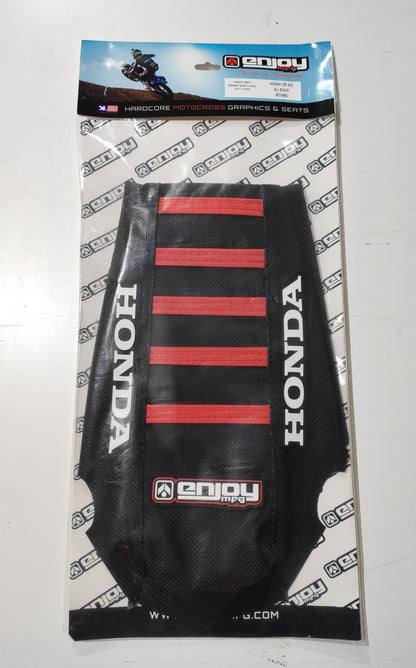 Enjoy Manufacturing Honda Seat Cover CR 125 CR 250 2002 - 2007 Ribbed Logo, Black / Red