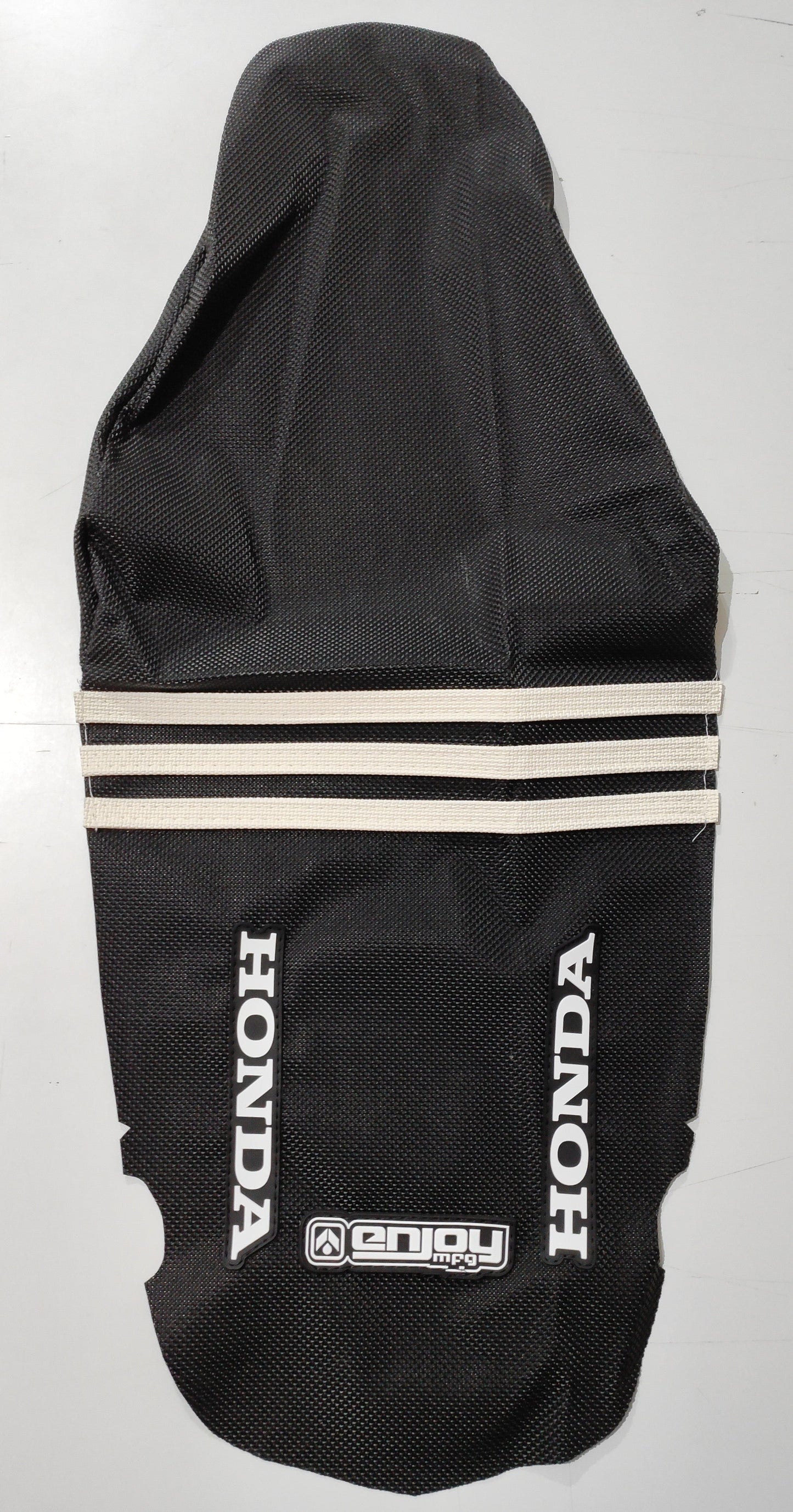 Enjoy Manufacturing Honda Seat Cover CRF 150 R 2007 - 2022 Ribbed Logo, TLD Black / White