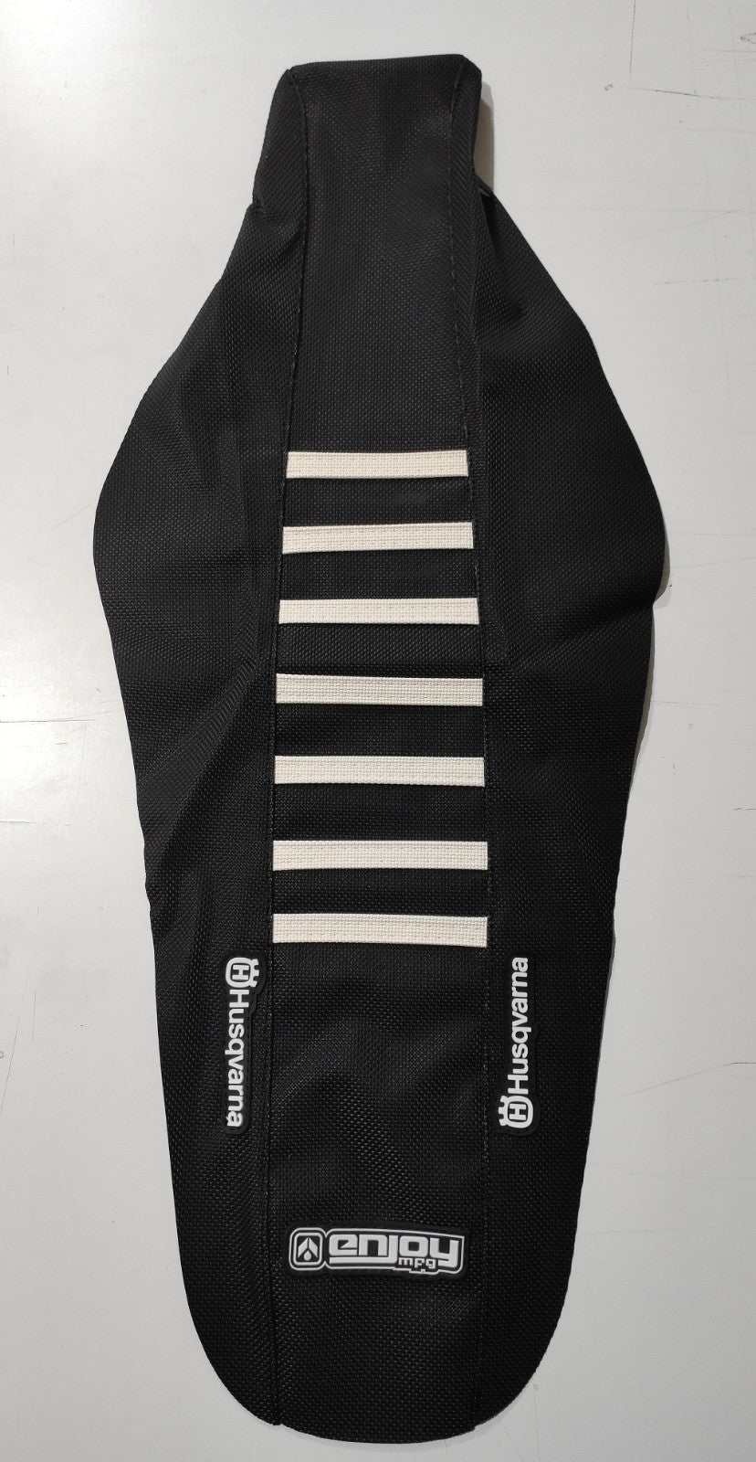 Enjoy Manufacturing Husqvarna Seat Cover TC FC 2016 - 2018 TC 250 2017 - 18 TE FE 17 - 2019 Ribbed Logo, Black / White