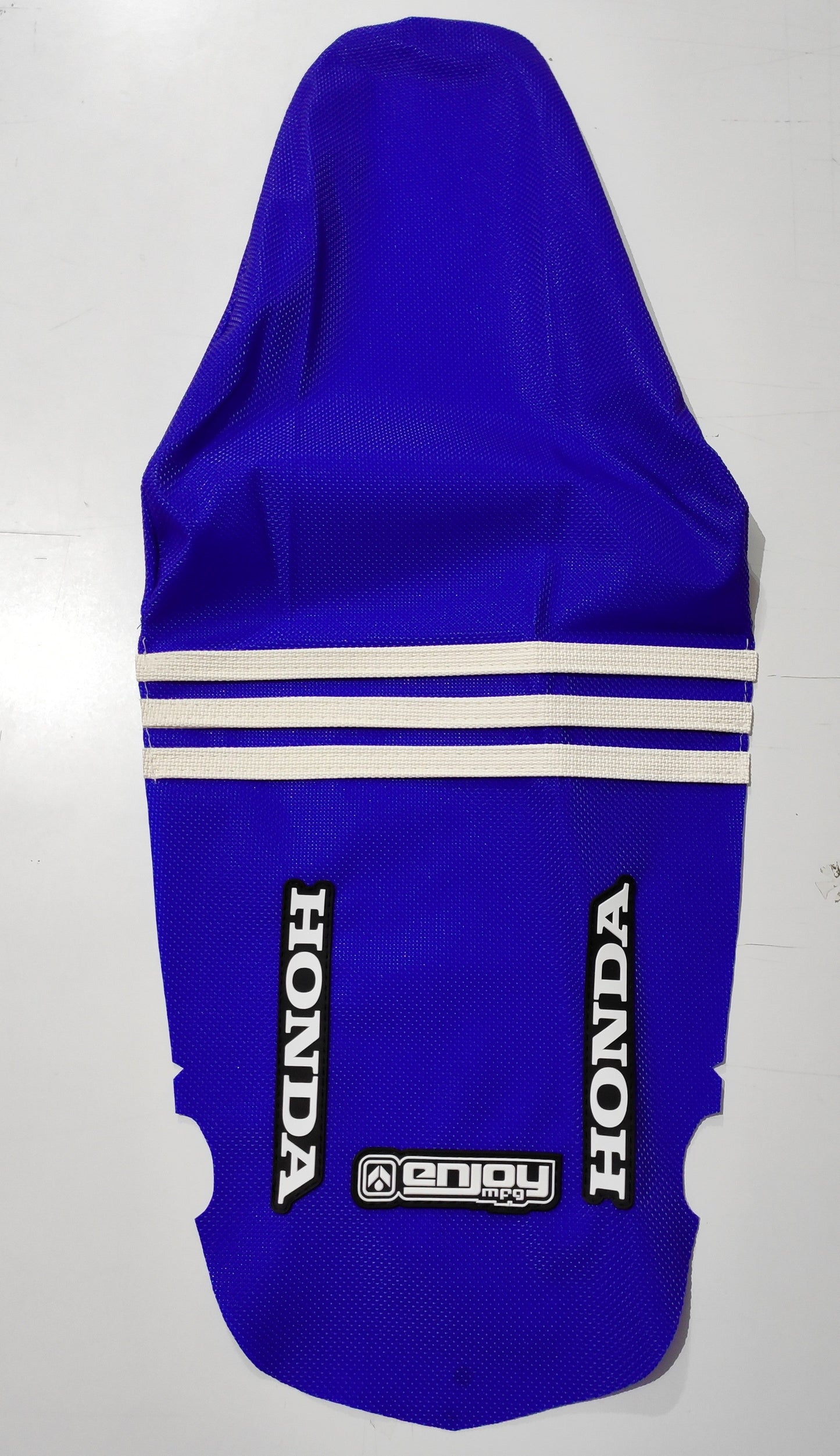 Enjoy Manufacturing Honda Seat Cover CR 125 CR 250 2002 - 2007 Ribbed Logo, TLD Blue / White