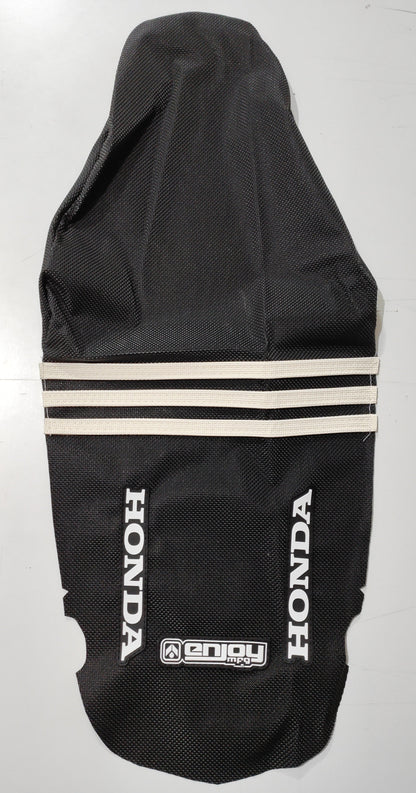 Enjoy Manufacturing Honda Seat Cover CR 125 1991 - 1992 CR 250 1990 - 91 CR 500 91 - 2001 Ribbed Logo, TLD Black / White