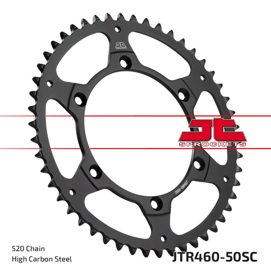 JT Sprockets Steel Rear Sprocket Kawasaki KX 125 250 500 KXF 250 450 1980 - 2023 Suzuki RMZ 240 2004 - 2006, 50T