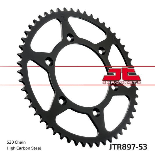 JT Sprockets Steel Rear Sprocket KTM SX 1995 - 2023 SXF 250 2006 - 23 SXF 350 2011 - 23 SXF 450 2007 - 23 Husqvarna TC FC TE FE 2014 - 23 MC MCF EC ECF 2021 - 23, 53T