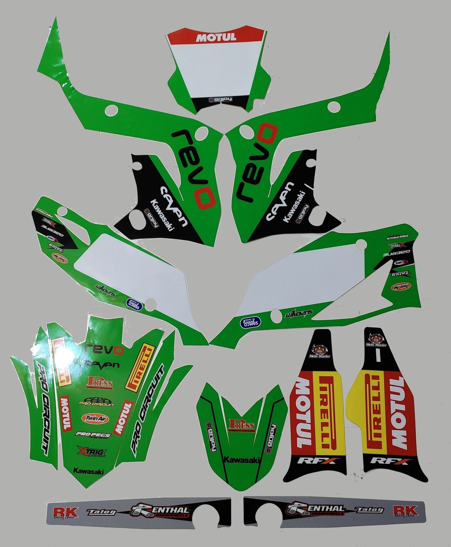 Enjoy Manufacturing Kawasaki Graphics Kit KX 125 250 2003 - 2008  Restyle, Revo Seven