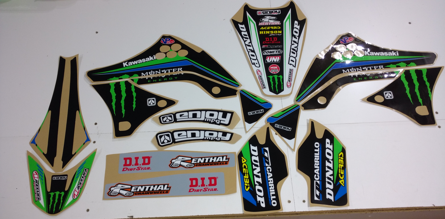 Enjoy Manufacturing Kawasaki Graphics Kit KXF 450 2009 - 2011, Monster Energy