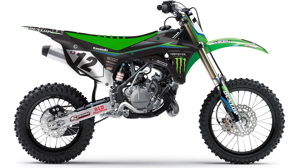 Enjoy Manufacturing Kawasaki Graphics Kit KX 85 100 112 2014 - 2021, Monster Energy