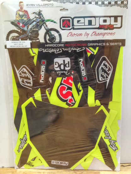 Enjoy Manufacturing Honda Graphics Kit CRF 250 R 2018 - 2021 CRF 450 R 2017 - 2020, Neon Troy Lee Designs Lucas Oils