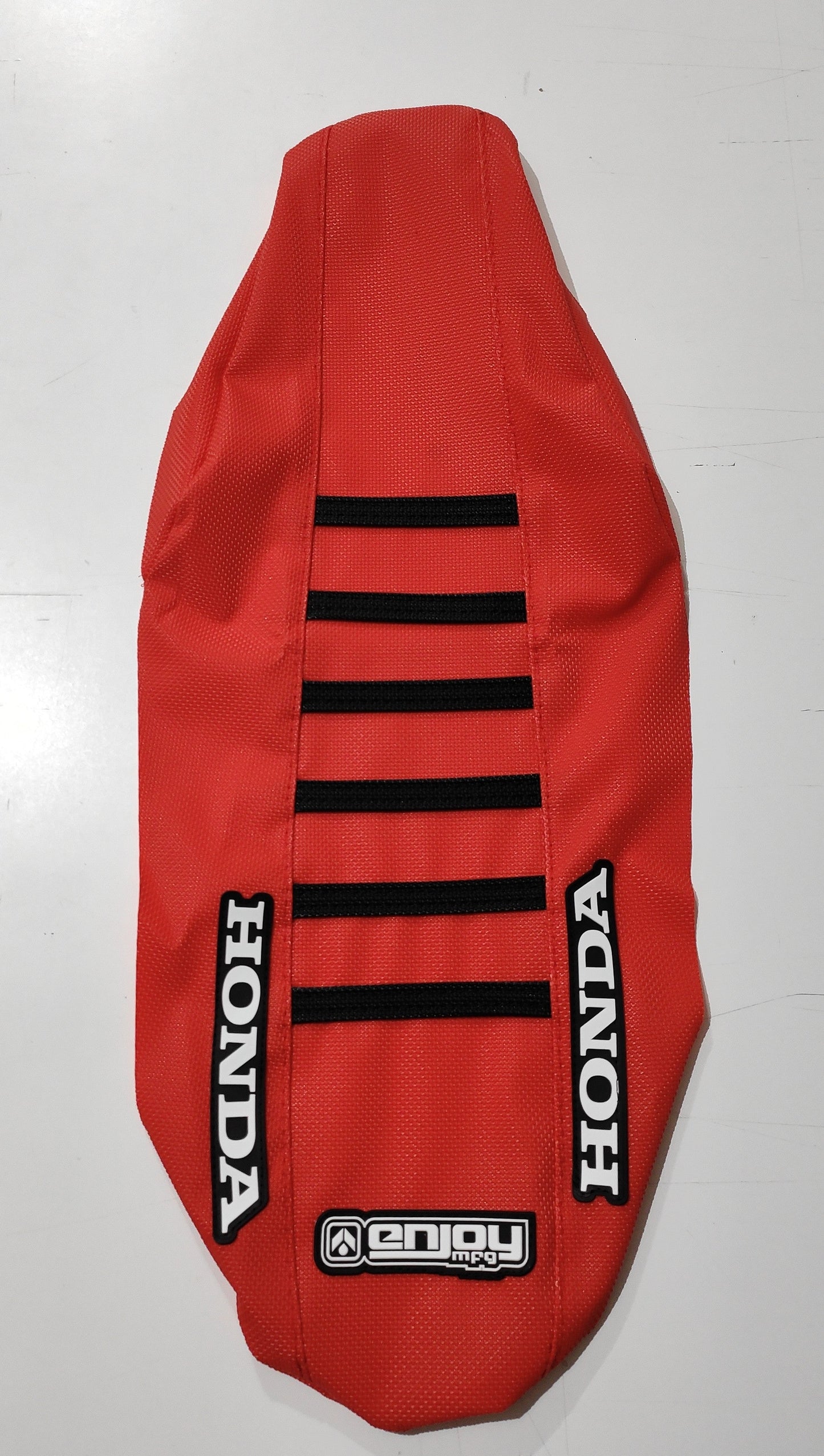 Enjoy Manufacturing Honda Seat Cover CR 125 1991 - 1992 CR 250 1990 - 91 CR 500 91 - 2001 Ribbed Logo, Red / Black