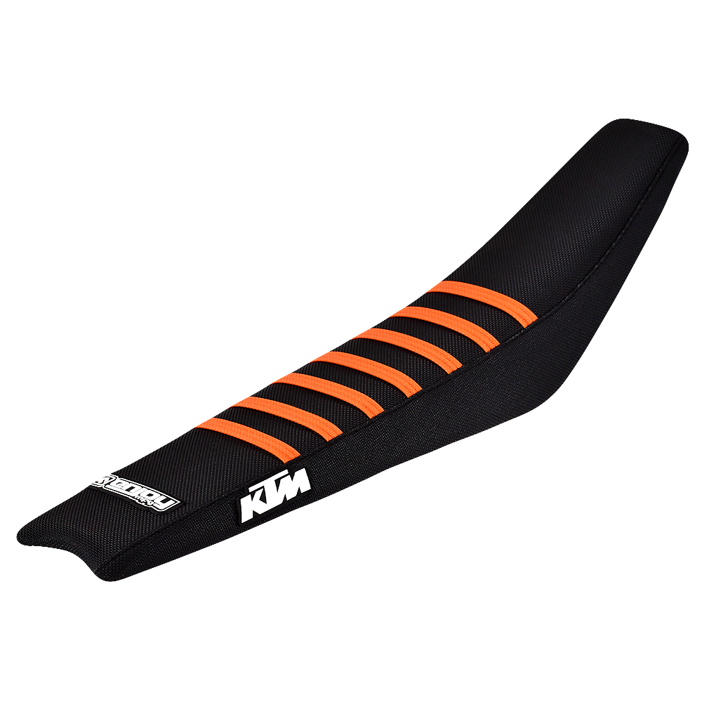 Enjoy Manufacturing KTM Seat Cover SX SXF 2016 - 2018 SX 250 2017 - 18 EXC EXCF 17 - 2019 Ribbed Logo, Black / Orange