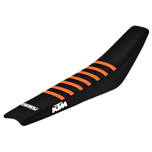 Enjoy Manufacturing KTM Seat Cover SX SXF 2016 - 2018 SX 250 2017 - 18 EXC EXCF 17 - 2019 Ribbed Logo, Black / Orange