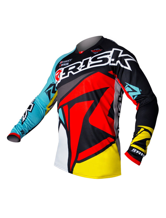 Risk Racing VENTilate V2 Jersey - Black/Red/Yellow - Motocross Riding Gear - Front