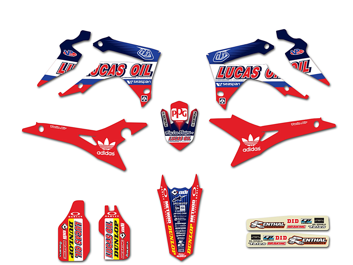 Enjoy Manufacturing Honda Graphics Kit CRF 250 R 2014 - 2017 CRF 450 R 2013 - 2016, Troy Lee Designs Lucas Oils